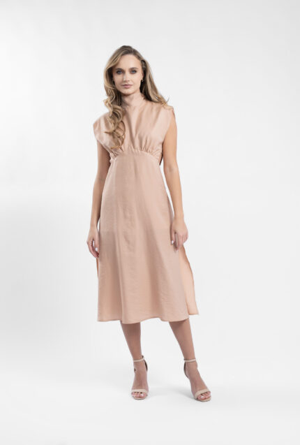 Rochie midi cu decupaje si guler inalt - imagine 2