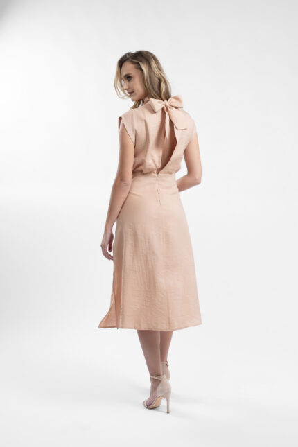 Rochie midi cu decupaje si guler inalt - imagine 5