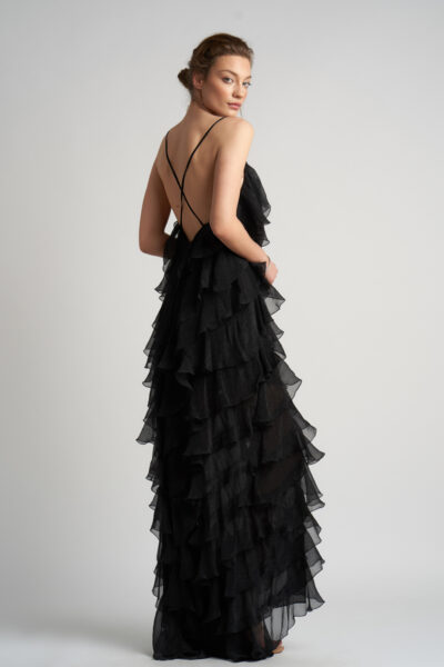 Rochie maxi Lucky  cu volane din amestec de matase - imagine 5