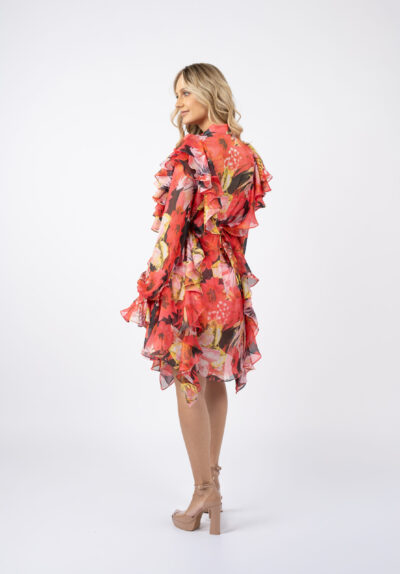 Rochie camasa cu volane asimetrice din voal de matase - imagine 4