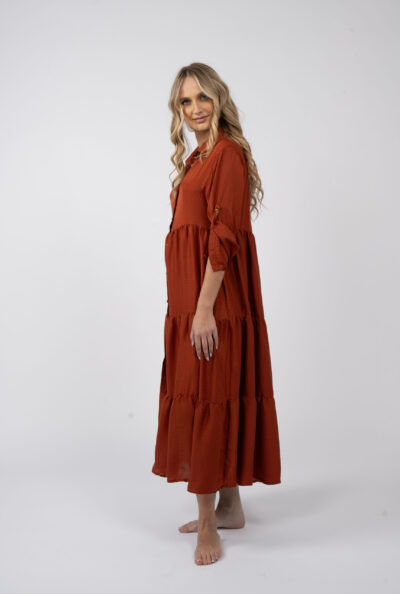 Rochie camasa midi cu maneca lunga si nasturi - imagine 3