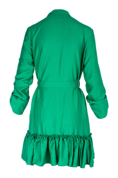 Rochie petrecuta cu mansete late si volan Green - imagine 2