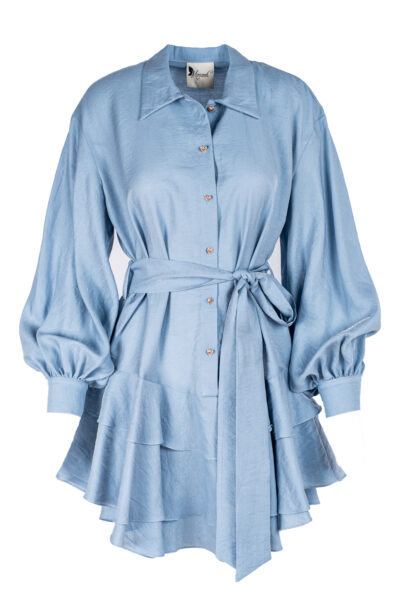 Rochie scurta cu volane din in Blue