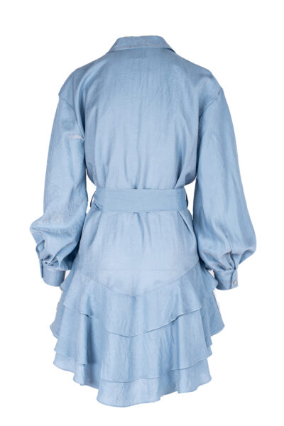 Rochie scurta cu volane din in Blue - imagine 2