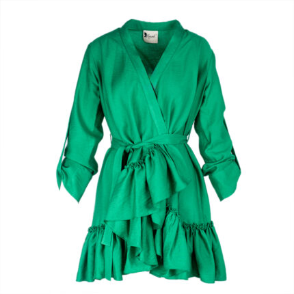 Rochie petrecuta cu mansete late si volan Green