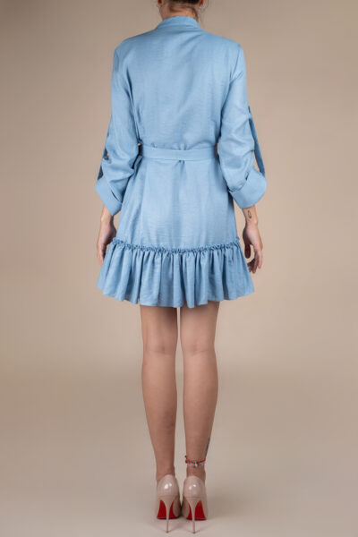 Rochie petrecuta cu mansete late si volan Blue Ciel - imagine 4