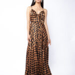 Rochie lunga cu bretele si imprimeu cu buline