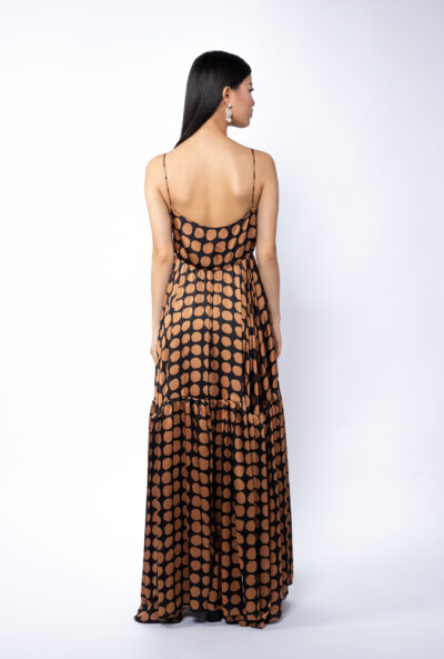 Rochie lunga cu bretele si imprimeu cu buline - imagine 2