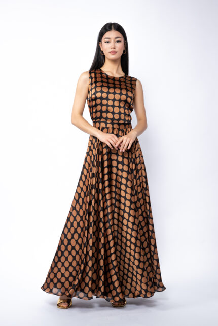 Rochie maxi matase cu spate gol peekaboo