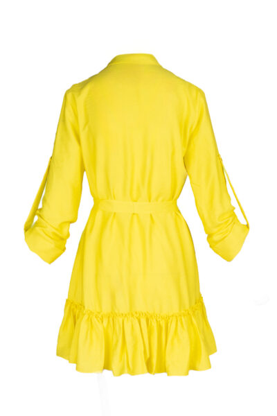 Rochie petrecuta cu mansete late si volan Yellow - imagine 4