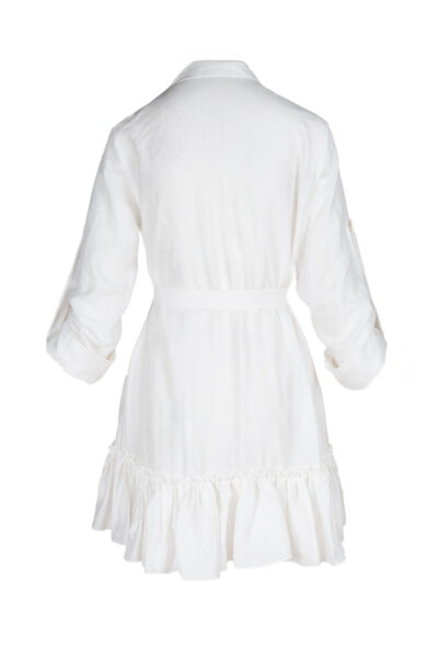 Rochie petrecuta cu mansete late si volan White - imagine 4