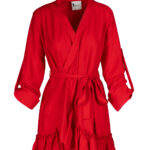 Rochie petrecuta cu mansete late si volan Red