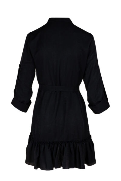 Rochie petrecuta cu mansete late si volan Black - imagine 3