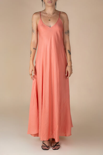 Rochie lunga A line din in  Burnt Orange