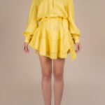Rochie scurta cu volane din in Yellow