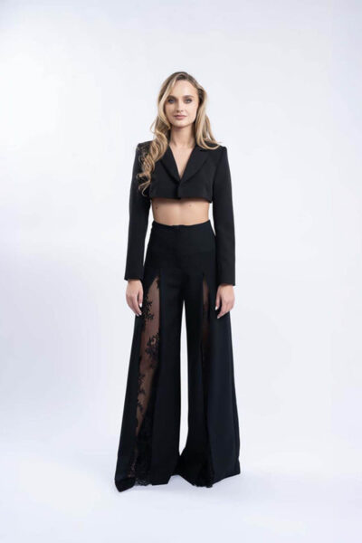 Sacou crop cu revere