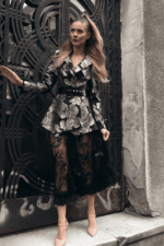 Sacou cu imprimeu editie limitata cu inele și umeri supradimensionați - imagine 8