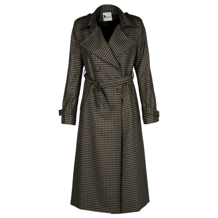 Palton Brown Print cu nasturi si cordon - imagine 2