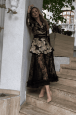 Sacou cu imprimeu editie limitata cu inele și umeri supradimensionați - imagine 5