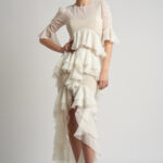 Rochie lunga cu volane  si corset integrat