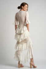 Rochie lunga cu volane  si corset integrat - imagine 5