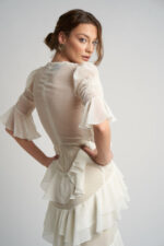 Rochie lunga cu volane  si corset integrat - imagine 2