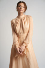 Rochie midi din voal de matase cu esarfe - imagine 5