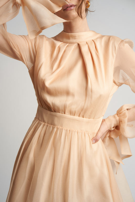 BCatargiuDSC07232_800x800 Rochie midi din voal de matase cu esarfe - imagine 2