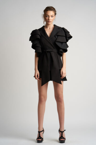 Sacou cu volane arhitecturale Black