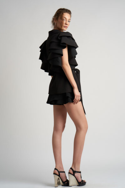 Sacou cu volane arhitecturale Black - imagine 3