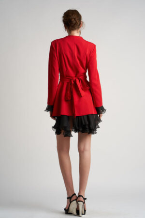 Rochie sacou cu volane din matase cu cordon - imagine 2