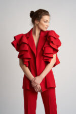 Sacou cu volane arhitecturale Red - imagine 2
