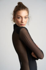 Body negru din tulle cu bust opac - imagine 3