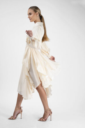 Rochie din matase cu decupaje la maneci - imagine 5