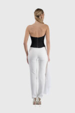 Pantaloni conici cu fronseu si volan lateral - imagine 2