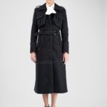 Palton din lana cu cusaturi decorative realizate manual