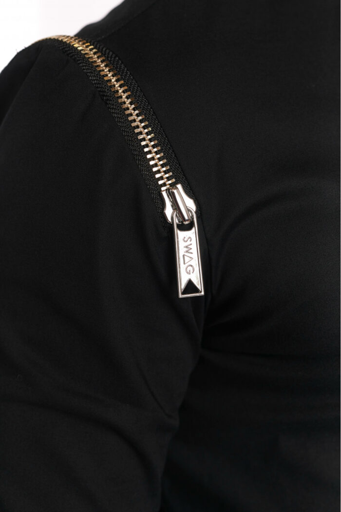 Cămașă Shoulder Zipper Black - imagine 5