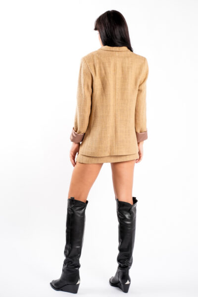 Sacou texturat camel - imagine 3