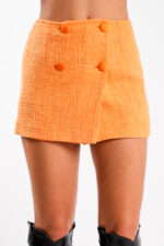 Fusta petrecuta din tweed  orange - imagine 2