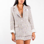 Sacou din tweed pastel multicolor