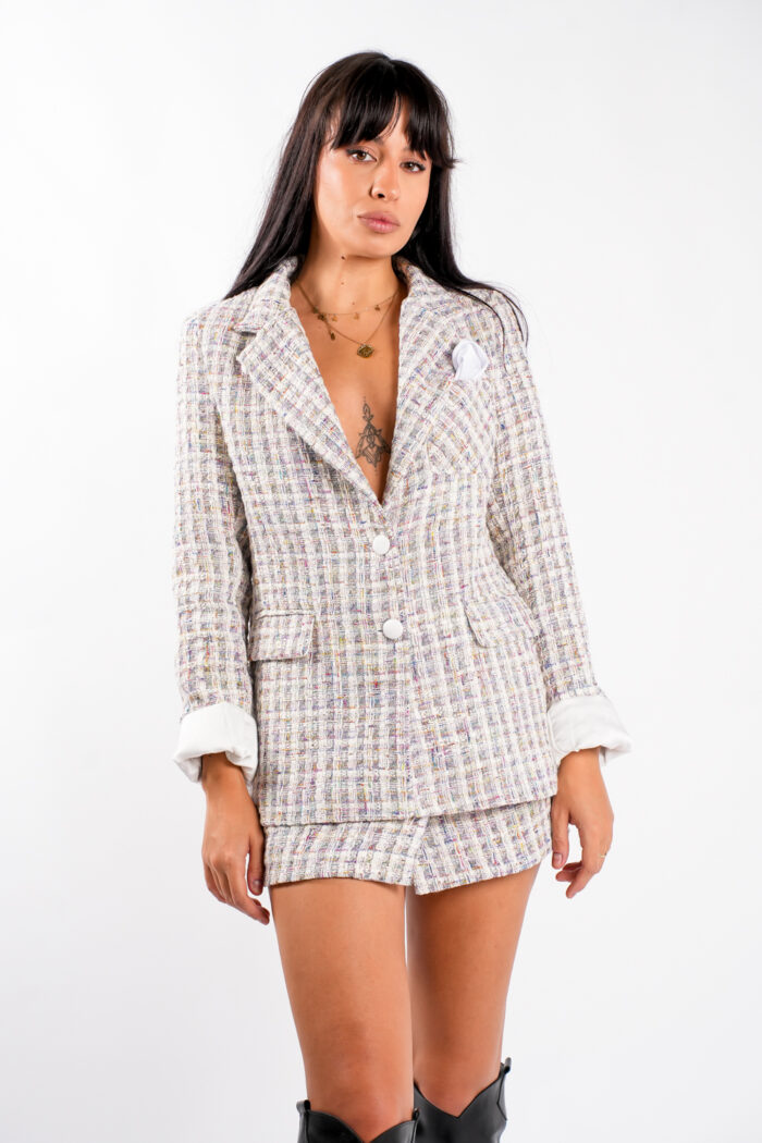 Sacou din tweed pastel multicolor - imagine 1