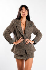 Sacou din tweed cappuccino - imagine 2