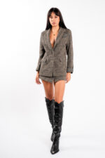 Fusta petrecuta din tweed  cappuccino - imagine 3