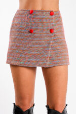 Fusta mini din tweed corai - imagine 2