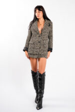 Fusta petrecuta din tweed  black - imagine 3