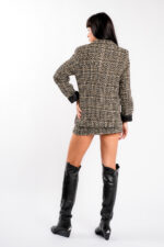 Fusta petrecuta din tweed  black - imagine 4