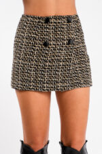 Fusta petrecuta din tweed  black - imagine 2