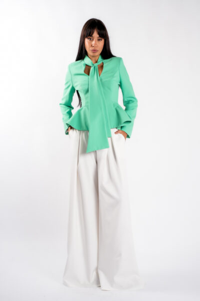 Sacou cu esarfe si talie structurata Mint - imagine 3