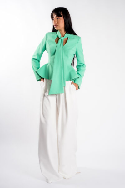 Sacou cu esarfe si talie structurata Mint - imagine 2