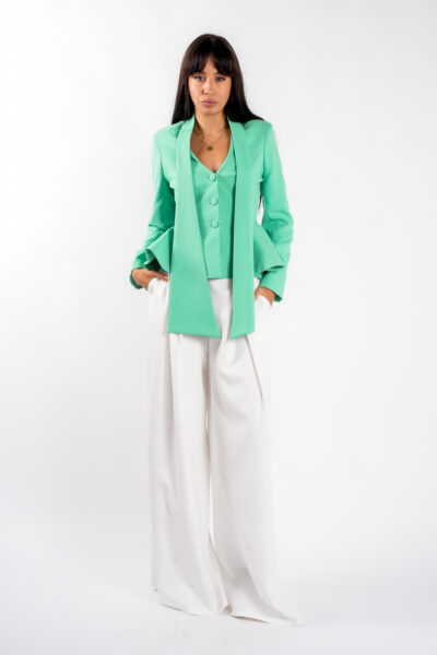 Sacou cu esarfe si talie structurata Mint - imagine 4